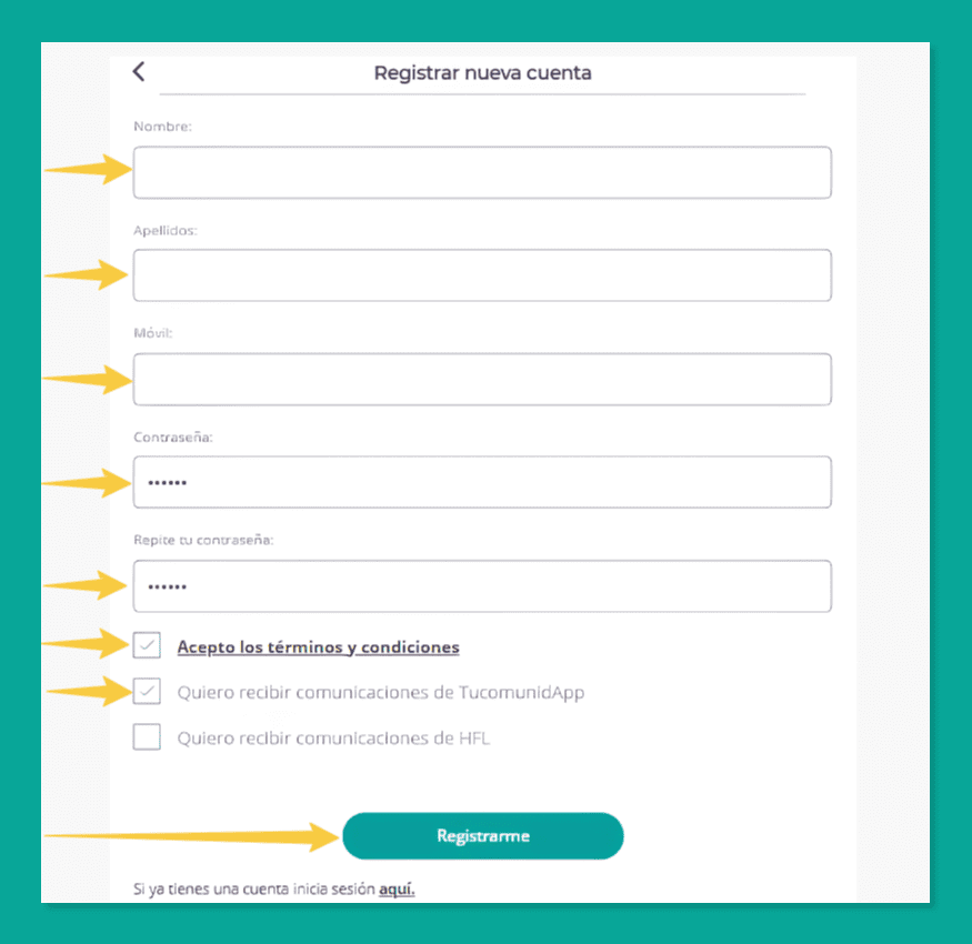 Registro en tucomunidapp.com, captura de pantalla: paso 7